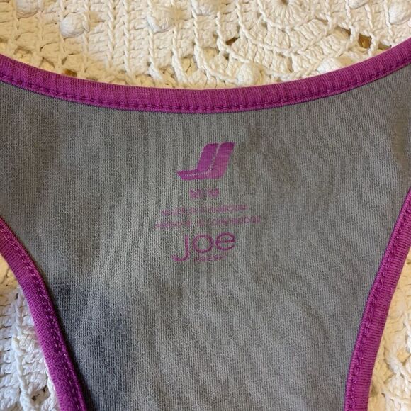 Joe Fresh (M) Workout Tank - Purple Gray Grey Racerback Stretch Shelf Bra - Picture 3 of 10